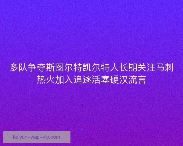 多队争夺斯图尔特凯尔特人长期关注马刺热火加入追逐活塞硬汉流言